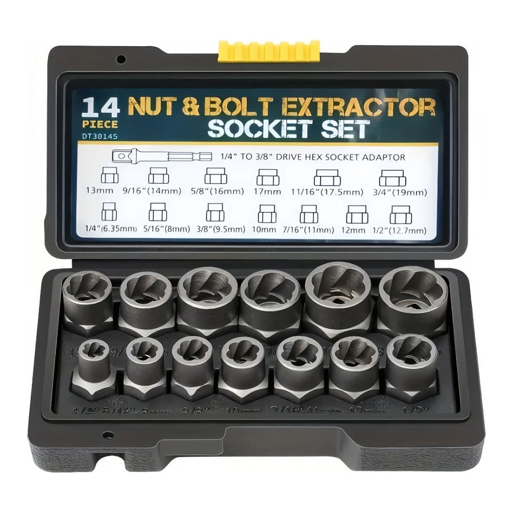 Изображение товара Экстракторы для выкручивания сломанных гаек и болтов Vitatools набор 14 шт с кейсом ekstraktory-nabor-14sht