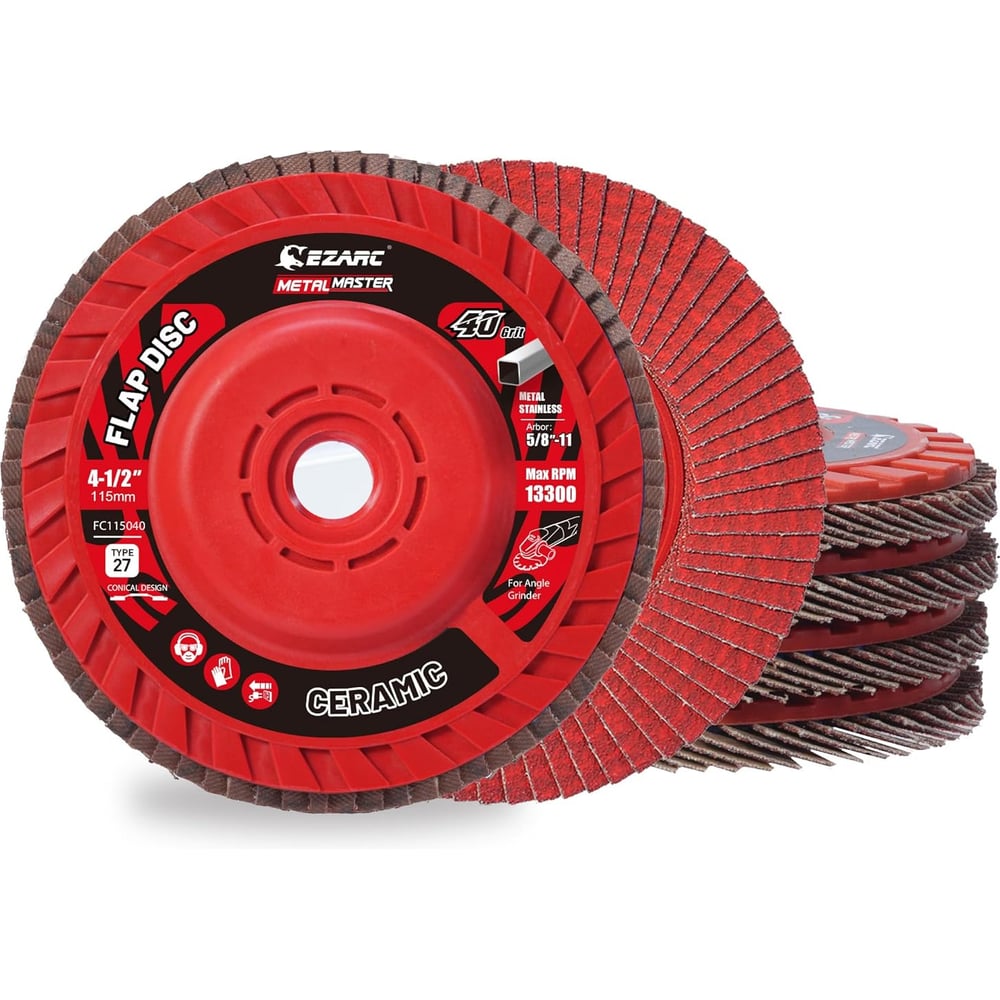 Изображение товара Шлифовальный круг Ezarc 115 мм Р40 КЛТ 1 (плоский) для дерева и металла