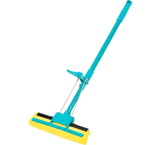Изображение товара Швабра отжимная PALISAD Home 110см, губка PVA 26х5.5х6см, телескопическая рукоятка, бирюзовая 93581