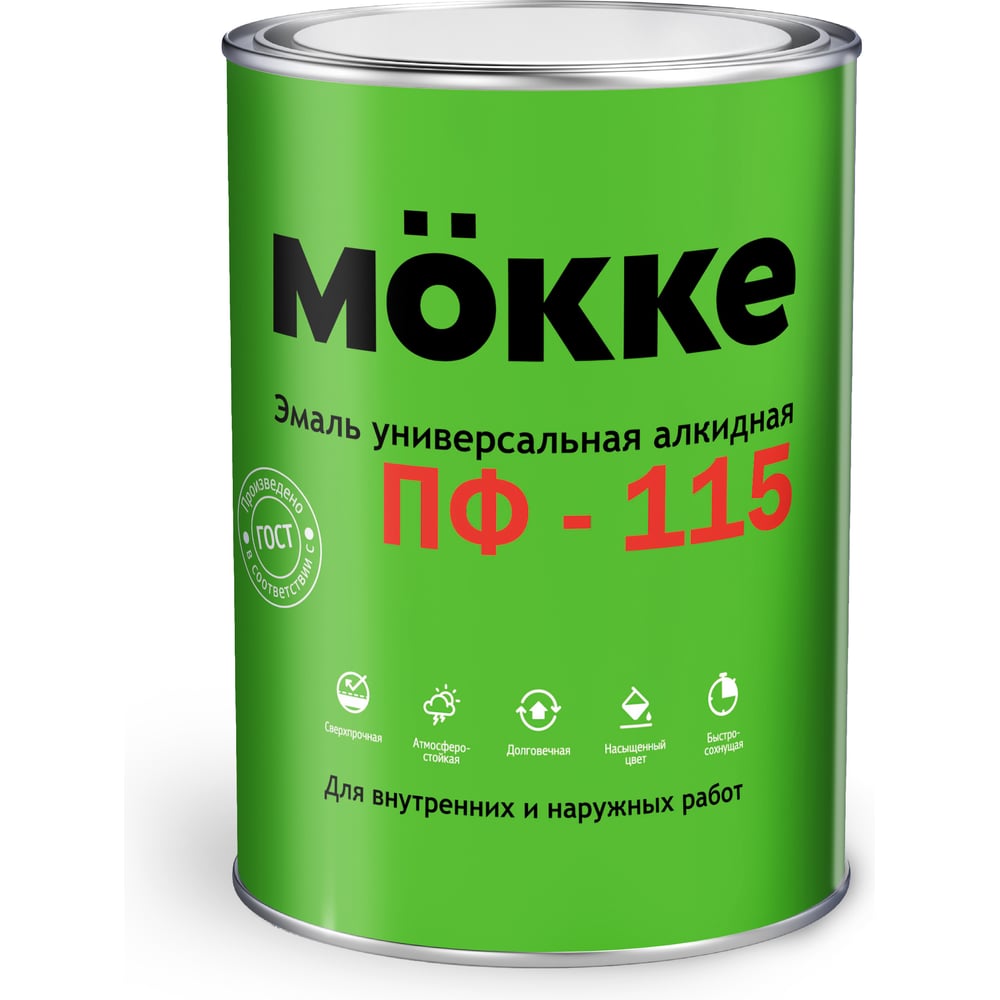 Изображение товара Эмаль алкидная MÖKKE ПФ-115 зеленый ярко, 1,9 кг, 02455