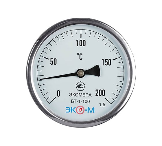 Изображение товара Биметаллический термометр ЭКО-М ЭКОМЕРА БТ-1-100, 0-200C, L=40 БТ-1-100-200С-L100