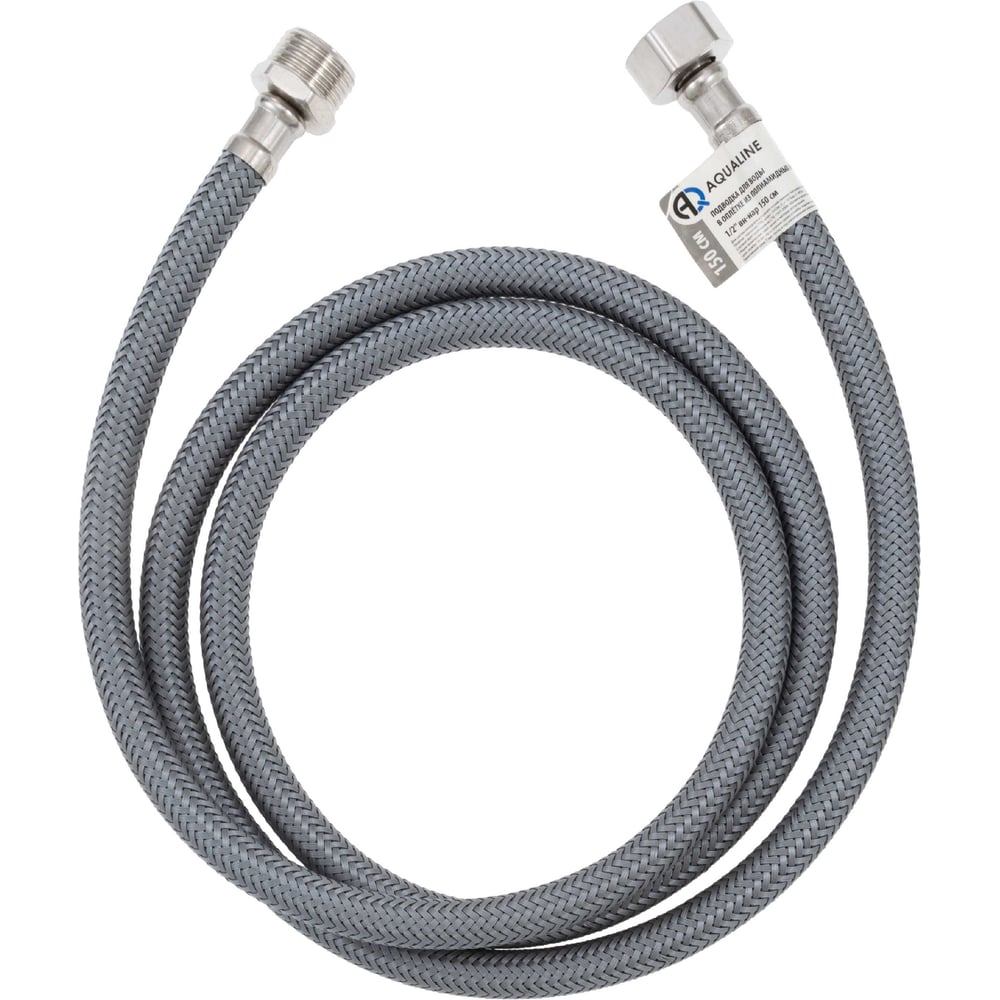 Изображение товара Подводка для воды в оплётке из полиамидных нитей AQUALINE вн-нар 1/2 - 200 см 05025