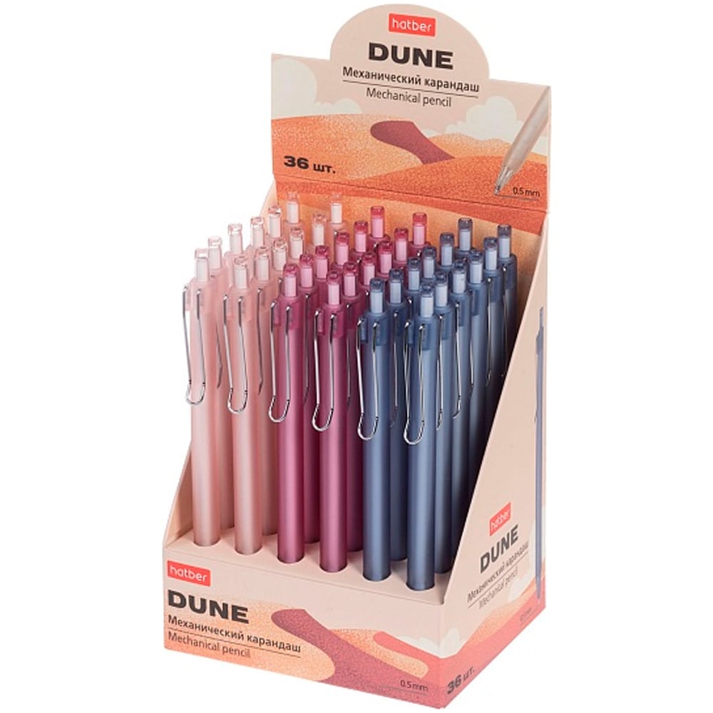 Изображение товара Карандаш механический Hatber 0,5мм-Duna- Ассорти 36шт. в картонной Ди 090442