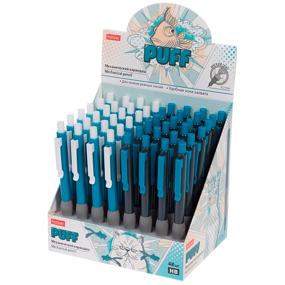 Изображение товара Карандаш механический Hatber 0,7мм-Puff- Ассорти 48шт. в картонной Ди 090440