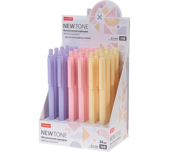 Изображение товара Карандаш механический Hatber 0,5мм-NEWtone- Ассорти 24шт. в картонной 090438