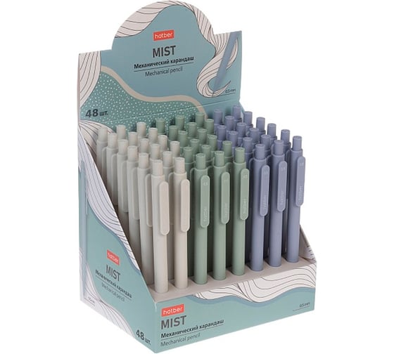 Изображение товара Карандаш механический Hatber 0,5мм-Mist- Ассорти 48шт. в картонной Ди 091590
