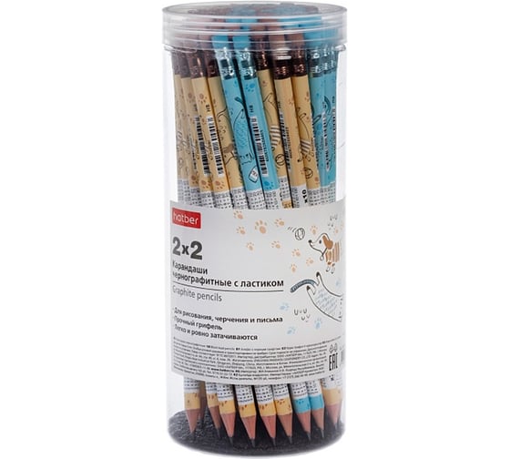 Изображение товара Карандаш чернографитный Hatber 2х2 круглый корпус черн.дерево 72шт. HB 092487