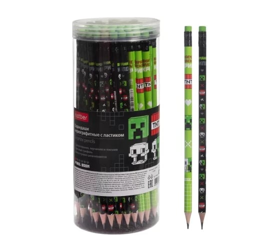 Изображение товара Карандаш чернографитный Hatber -Pixel Boom- круглый корпус 72шт. HB 094407