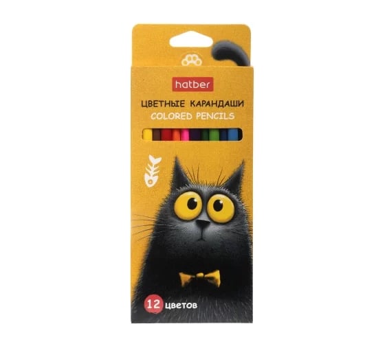 Изображение товара Карандаши цветные Hatber трехгран.корпус 12 цв. -Пушистый философ- зат 094019
