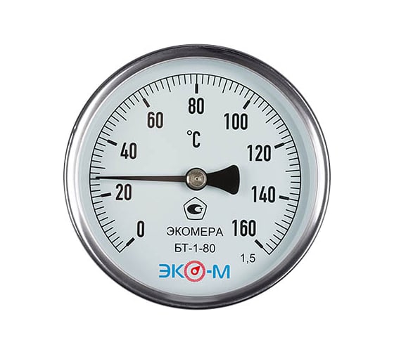 Изображение товара Биметаллический термометр ЭКО-М ЭКОМЕРА БТ-1-80, 0-160C, L=100 БТ-1-80-160С-L100