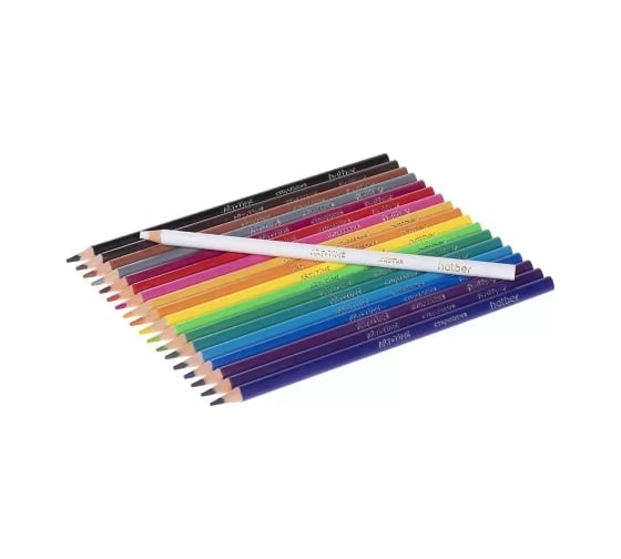 Изображение товара Карандаши цветные стираемыепластиковые Hatber трехгран.корпус 18 цв. 093059