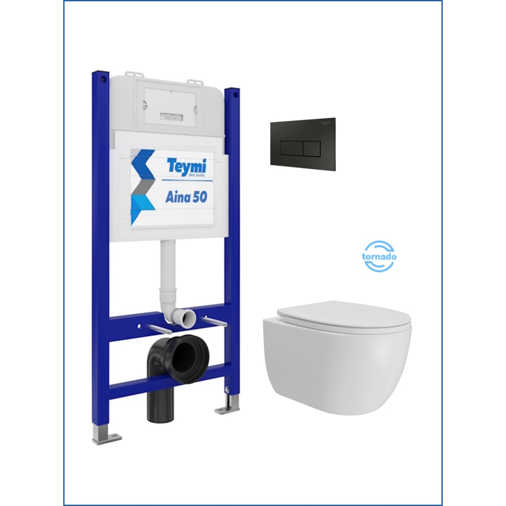 Изображение товара Унитаз Lori Vortex Teymi 5 в 1 с безободковой чашей и кнопкой, белый