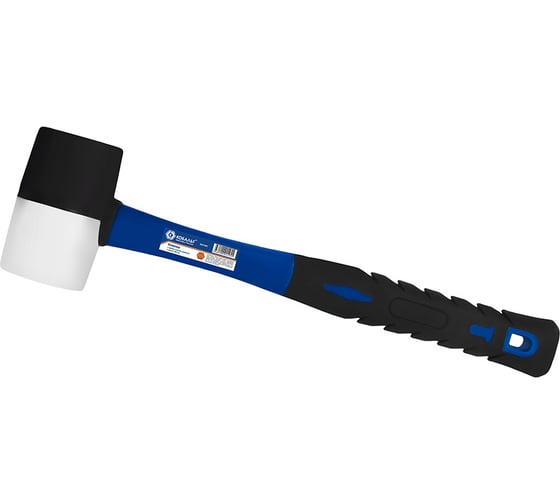 Изображение товара Киянка КОБАЛЬТ 225 гр, черная и белая резина, диаметр бойка 45 мм, фибергласовая рукоятка 924-955