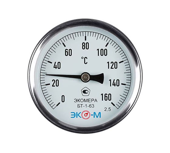 Изображение товара Биметаллический термометр ЭКО-М ЭКОМЕРА БТ-1-63, 0-160C, L=40 БТ-1-63-160С-L40