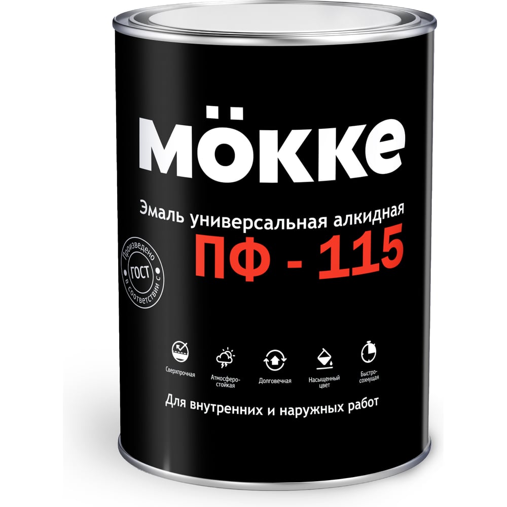 Изображение товара Эмаль MOKKE ПФ-115 черная алкидная 1,9 кг