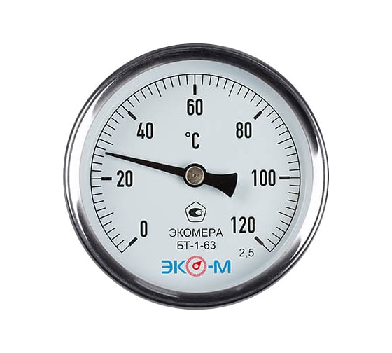 Изображение товара Биметаллический термометр ЭКО-М ЭКОМЕРА БТ-1-63, 0-120C, L=100 БТ-1-63-120С-L100
