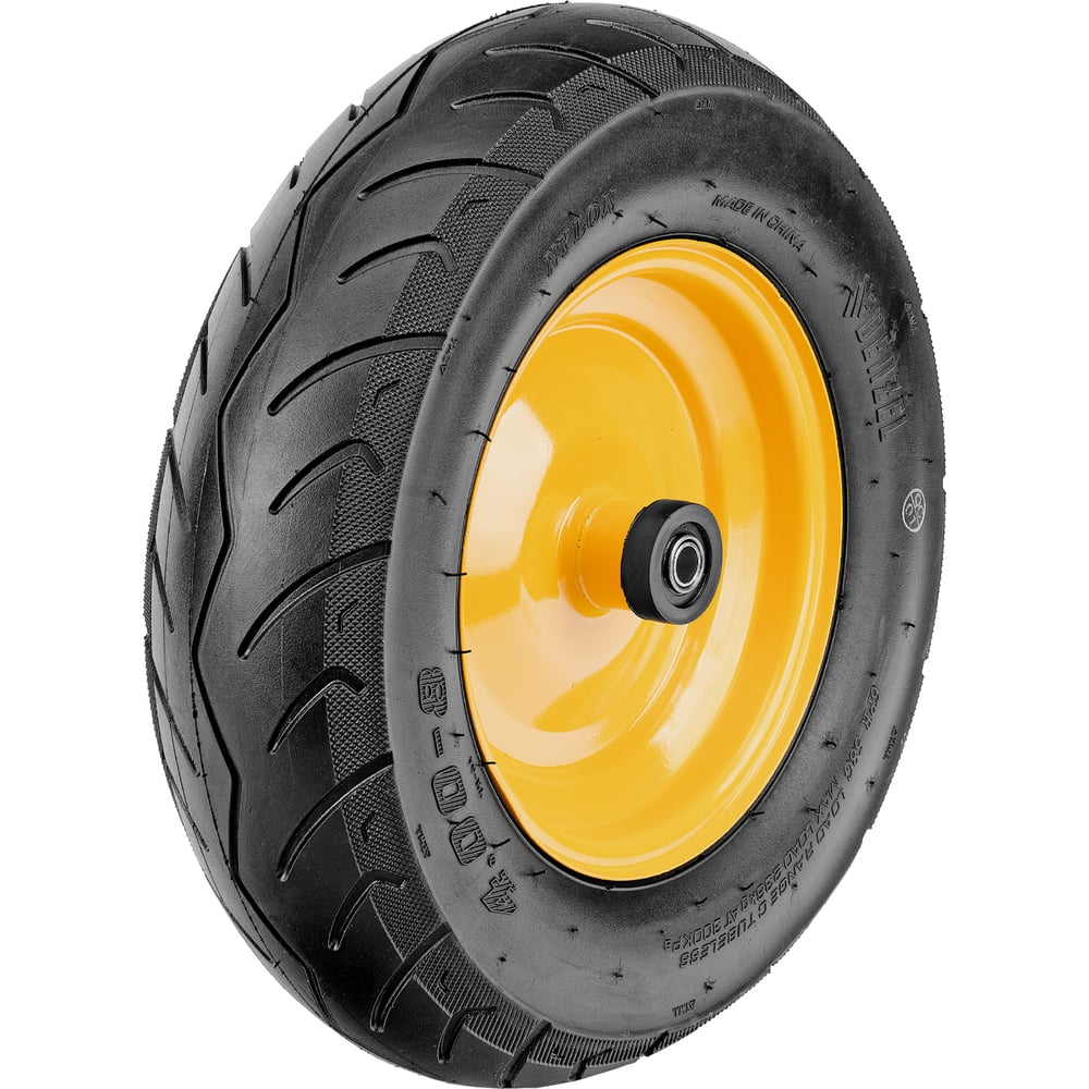 Изображение товара Колесо пневматическое бескамерное Denzel 16х4.00-8 D410мм, d12мм, длина оси 104мм 689525