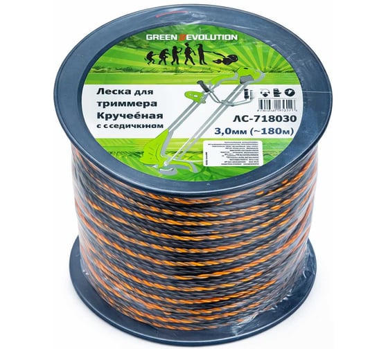 Изображение товара Леска для триммера GREEN REVOLUTION 3.0 мм крученая с сердечником (100% нейлон, сердечник упрочненный нейлон) ЛС-718030