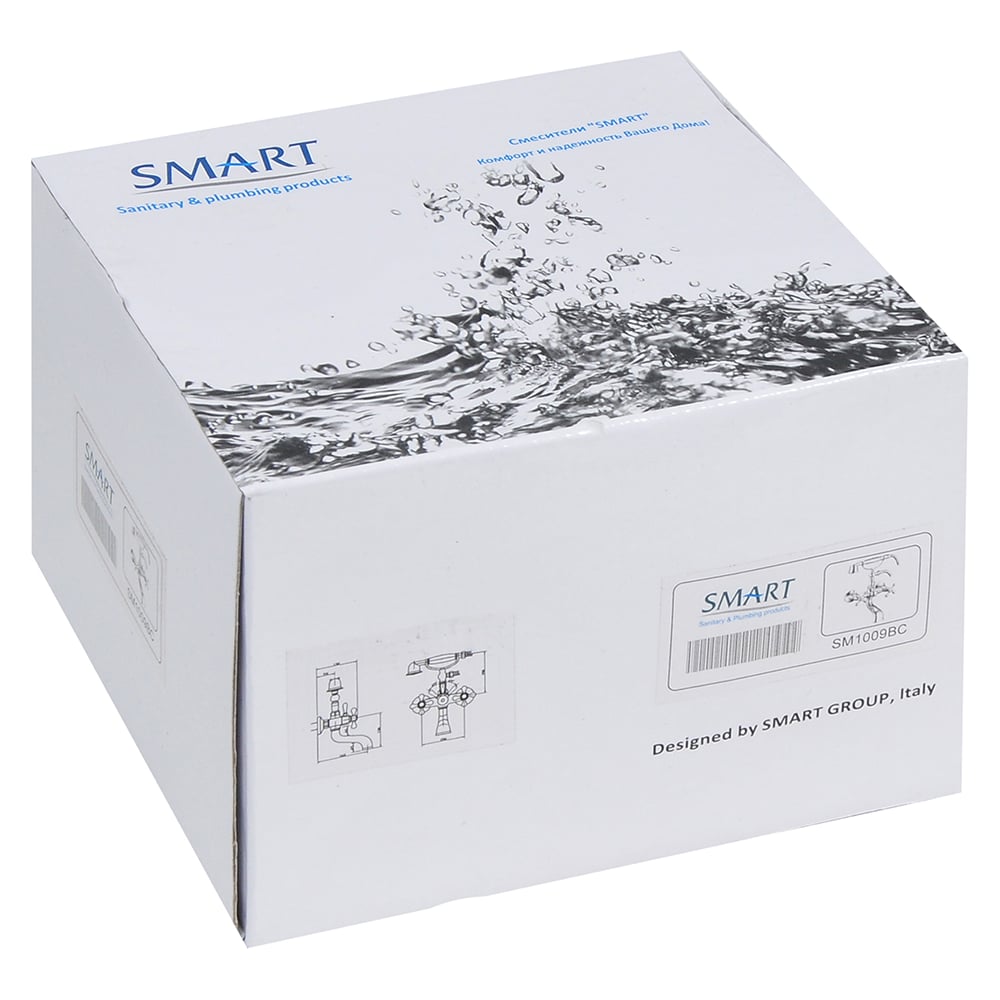 Изображение товара Смеситель для ванны SMT SMART короткий 350 мм с дивертером в корпусе, SM1009BC