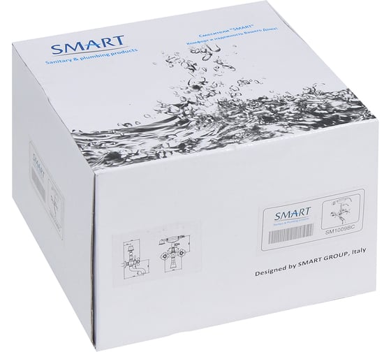 Изображение товара Смеситель для ванны SMT SMART короткий 350 мм с дивертером в корпусе, SM1009BC