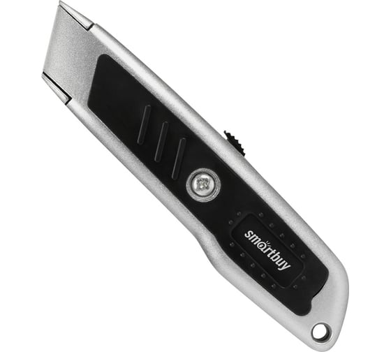 Изображение товара Строительный нож Smartbuy трапециевидное лезвие, прорезиненный стальной корпус SBT-KNT-18P2