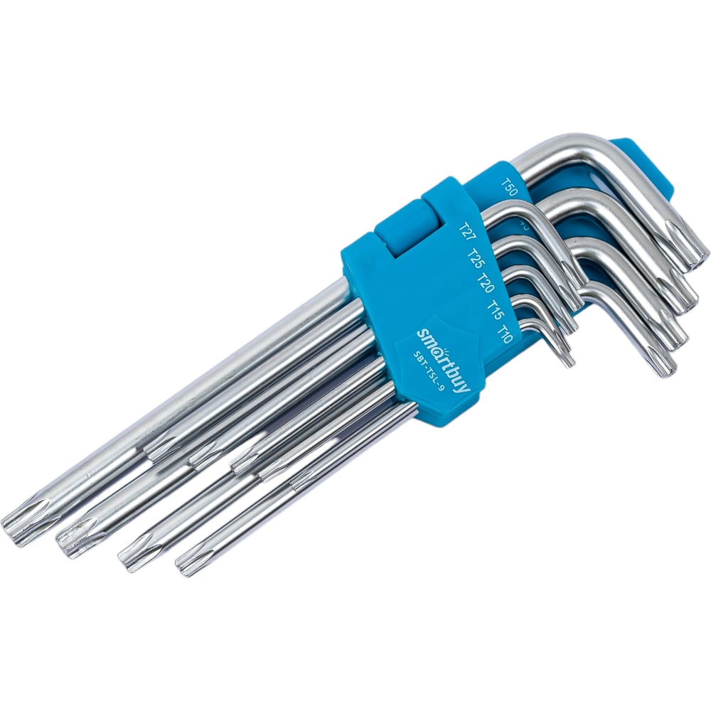 Изображение товара Набор ключей TORX c отверстием Smartbuy 9 шт, длинные TORX: 10, 15, 20, 25, 27, 30, 40, 50 SBT-TSL-9