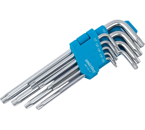 Изображение товара Набор ключей TORX c отверстием Smartbuy 9 шт, длинные TORX: 10, 15, 20, 25, 27, 30, 40, 50 SBT-TSL-9