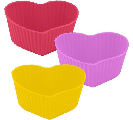 Изображение товара Набор силиконовых форм для маффинов и желе МУЛЬТИДОМ Сердце 6 шт размер 7х6 см, высота 3 см VL80-293
