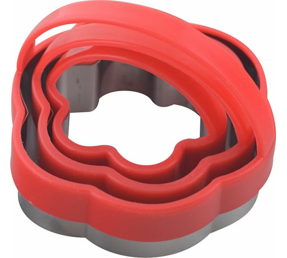 Изображение товара Набор кулинарных форм МУЛЬТИДОМ Цветочки с пластиковой ручкой 3 шт 4,5х4,5х5 см, 6х6х5,5 см, 8х8х6,5 см AN8-20