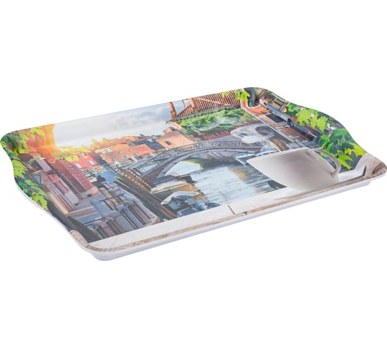 Изображение товара Сервировочный поднос Mallony FANTASIA размер 43,5x27x2,8 см, из термостойкого пластика с дизайном 008260
