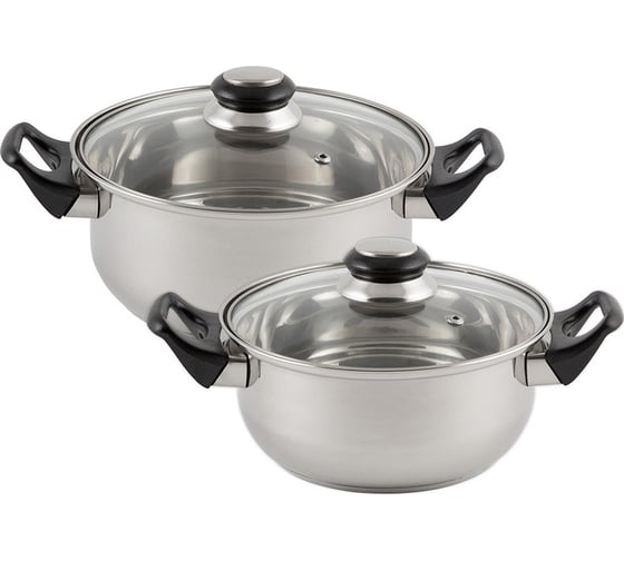 Изображение товара Набор посуды Mallony BAKS-SET-4 из 4 предметов из нержавеющей стали 2 кастрюли с крышками 981054