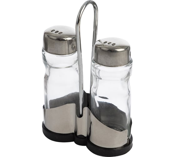 Изображение товара Набор Mallony SPEZIA из 3 предметов: солонка 40 мл и перечница 40 мл на подставке нержавеющая сталь, стекло 9367