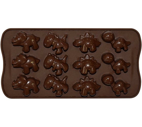 Изображение товара Силиконовая форма для шоколадных конфет МУЛЬТИДОМ Динозаврики VL80-325
