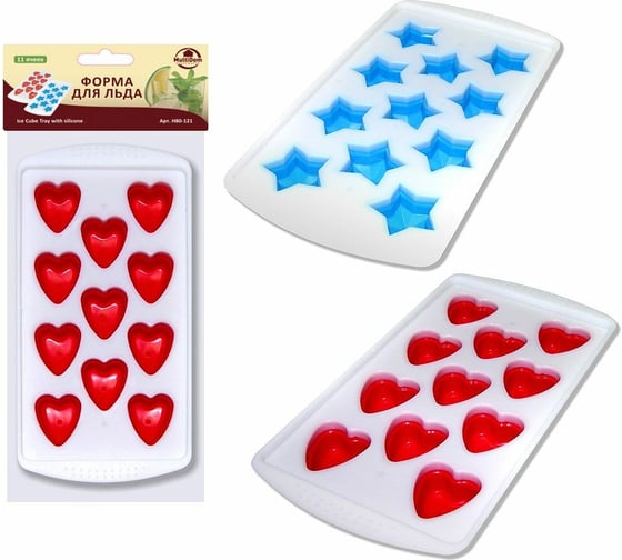 Изображение товара Силиконовая форма для льда МУЛЬТИДОМ 22х11х2 см 2 дизайна H80-121