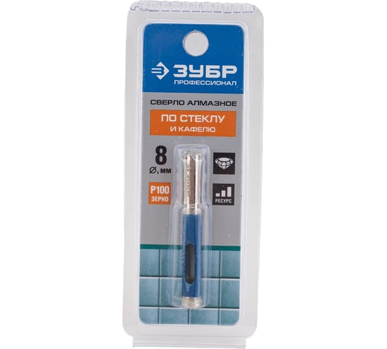 Изображение товара Сверло "ЭКСПЕРТ" алмазное (8 мм; Р100) по стеклу Зубр 29860-08