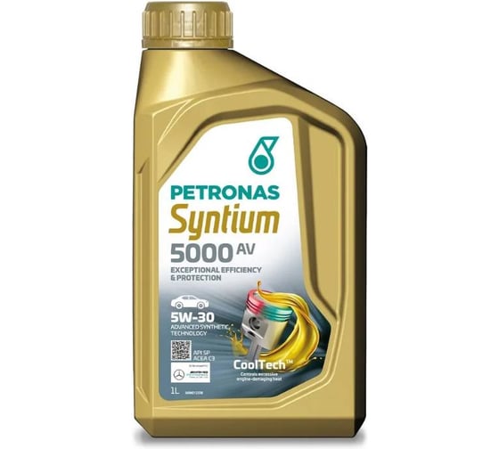 Изображение товара Моторное масло PETRONAS /70723E18EU SYNTIUM 5000 AV синт. 5W30 ,1л/20, ACEA C3, VW 504.00-507.00, MB Approval 229.51, BMW Longlife-04, Porsche C30. 70950E18EU