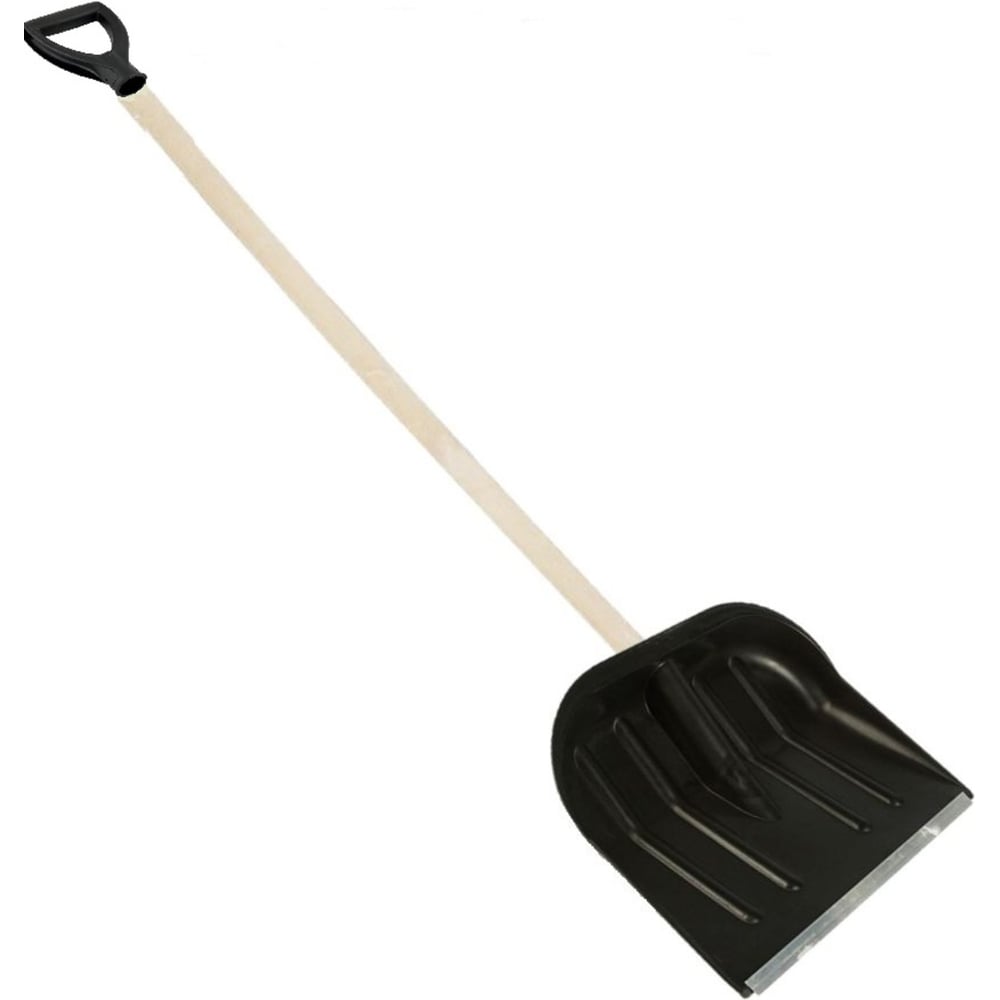 Изображение товара Лопата для уборки снега КЭС 460х400х1380 мм, черная, с деревянным черенком 80200022