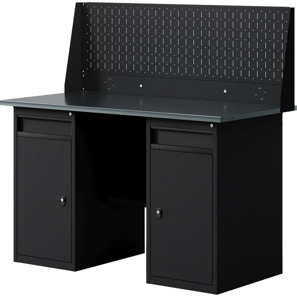 Изображение товара Верстак Greenberg ВерстакBLACK W2 1400 мм с двумя тумбами и перфорацией