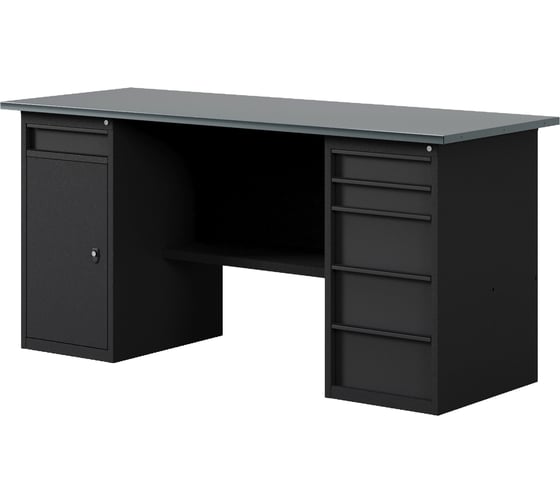 Изображение товара Верстак-стол с тумбой с ящиками и тумбой/ящик, 1800 мм GREENBERG BLACK VERSTAK_BLACK_WY_1800
