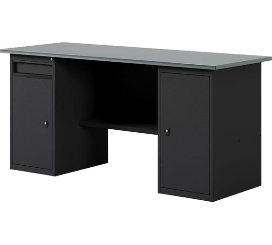 Изображение товара Верстак-стол с тумбой с дверцей и тумбой/ящик, 1600 мм GREENBERG BLACK VERSTAK_BLACK_WT_1600