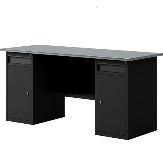 Изображение товара Верстак-стол с двумя тумбами/ящик, 1600 мм GREENBERG BLACK VERSTAK_BLACK_W2_1600