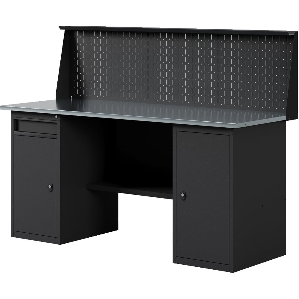 Изображение товара Верстак GREENBERG VERSTAK_BLACK_WY_P_1800 с двумя тумбами и перфопанелью