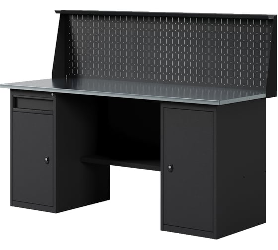 Изображение товара Верстак-стол с тумбой с ящиками и тумбой/ящик с перфопанелью, 1800 мм GREENBERG BLACK VERSTAK_BLACK_WY_P_1800