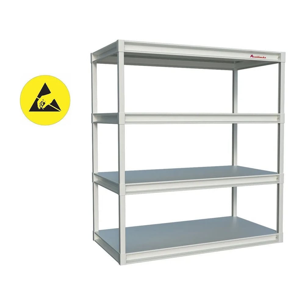 Изображение товара Стеллаж металлический НПО ДиОД усиленный с плавно регулируемыми по высоте полками (4 полки) 1500*600*1800 ESD, 4610391614630