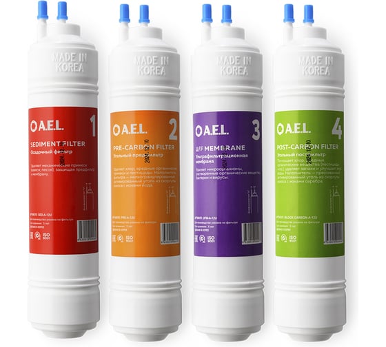 Изображение товара Комплект фильтров для очистки воды AEL 12 дюймов A-12U- 4шт. Арт 73048