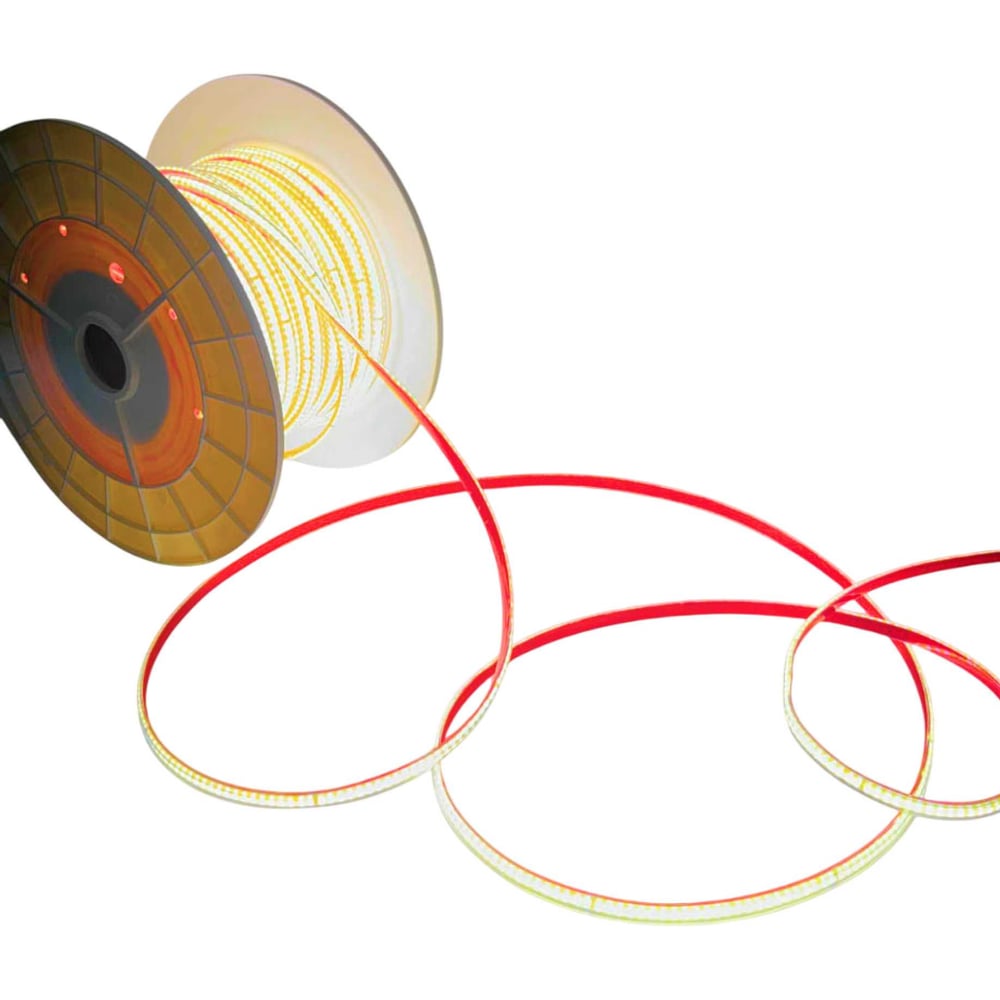 Изображение товара Светодиодная лента Alvar COB 220В 9Вт 3000К теплая, 10х5мм, IP65, шаг резки - 10см 50м AL-C2209WW_50