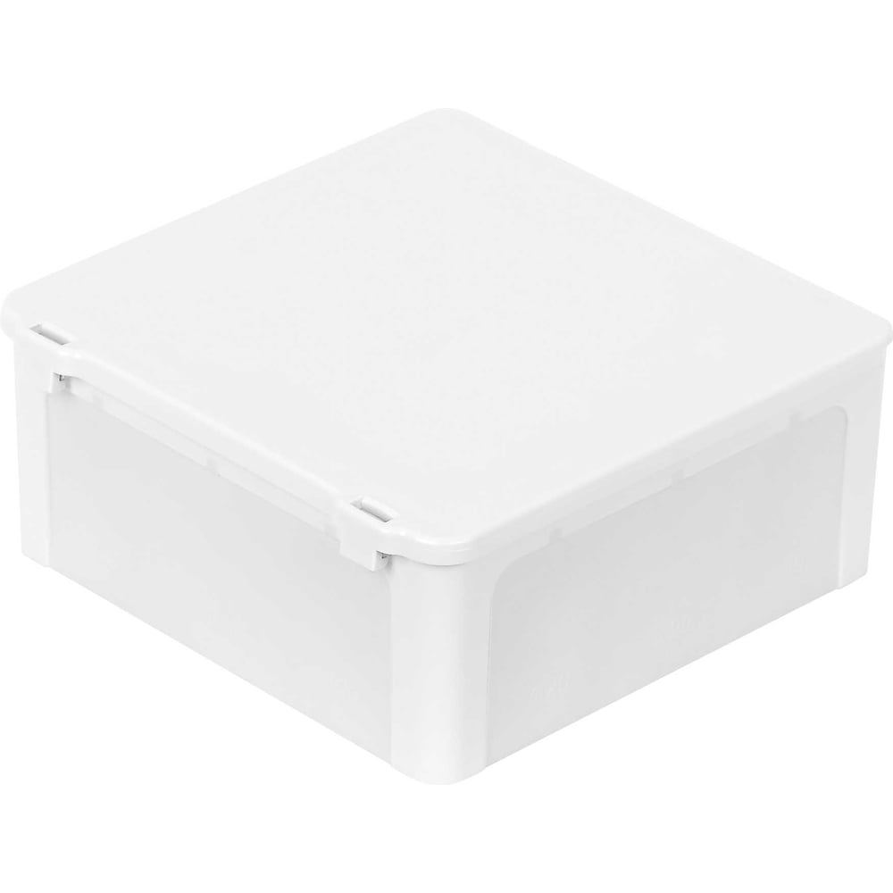 Изображение товара Коробка распределительная двухкомпонентная Тусо для открытой проводки 100х100х45 мм с откидной крышкой белая IP 54 78 шт Рувинил 67245Б