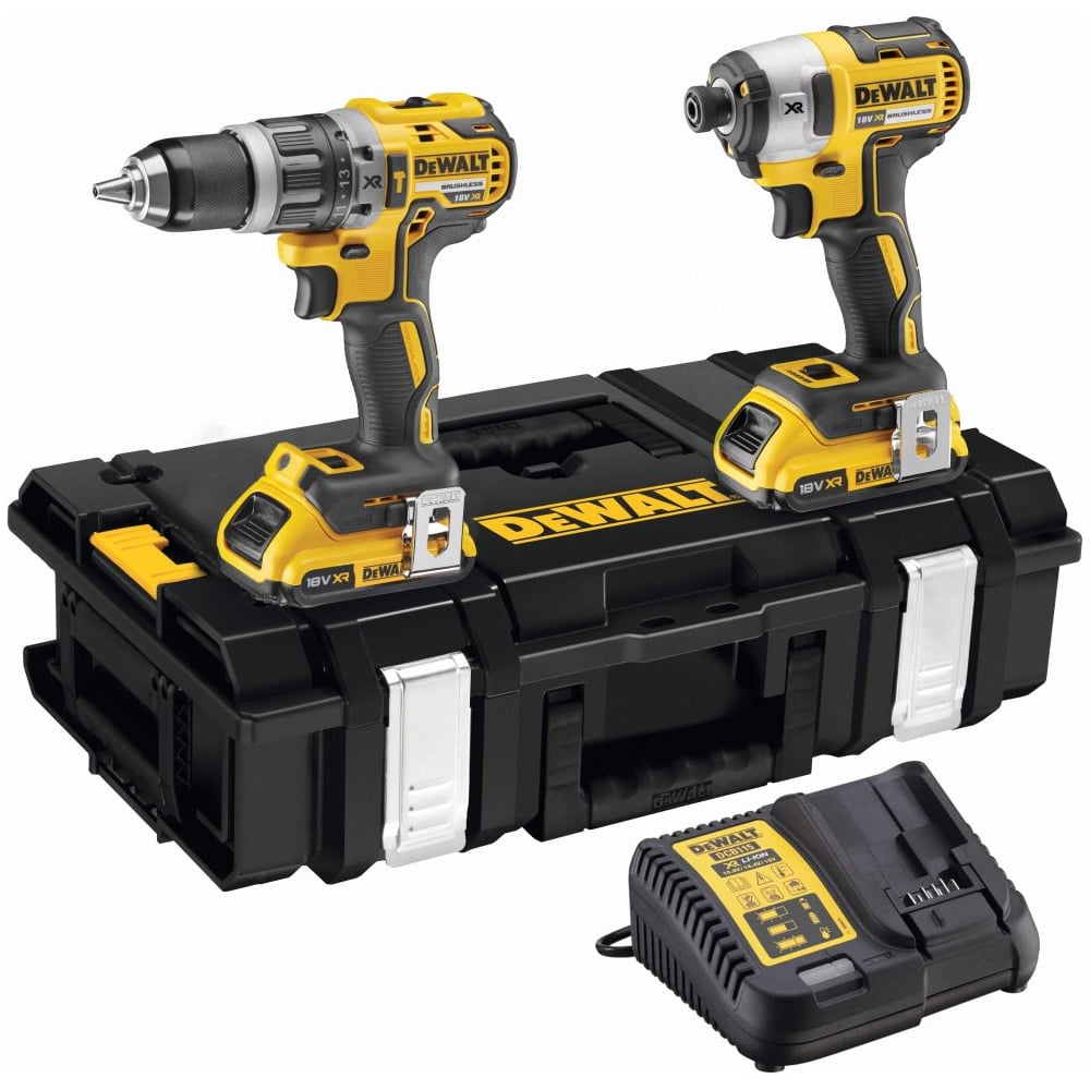 Изображение товара Аккумуляторный набор Dewalt DCK266D2, 18В: ударная дрель-шуруповерт DCD796 + шуруповерт DCF887, с 2 АКБ 2 Ач и ЗУ, в кейсе DCK266D2-QW