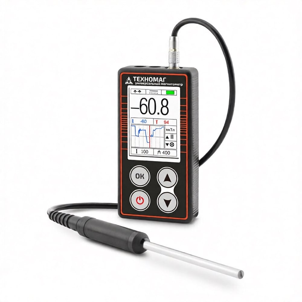 Изображение товара Универсальный магнитометр ТЕХНО-НДТ ТЕХНОМАГ, с преобразователями П-1М и Г-2С тесламетра и градиентометра и образцами 999946307