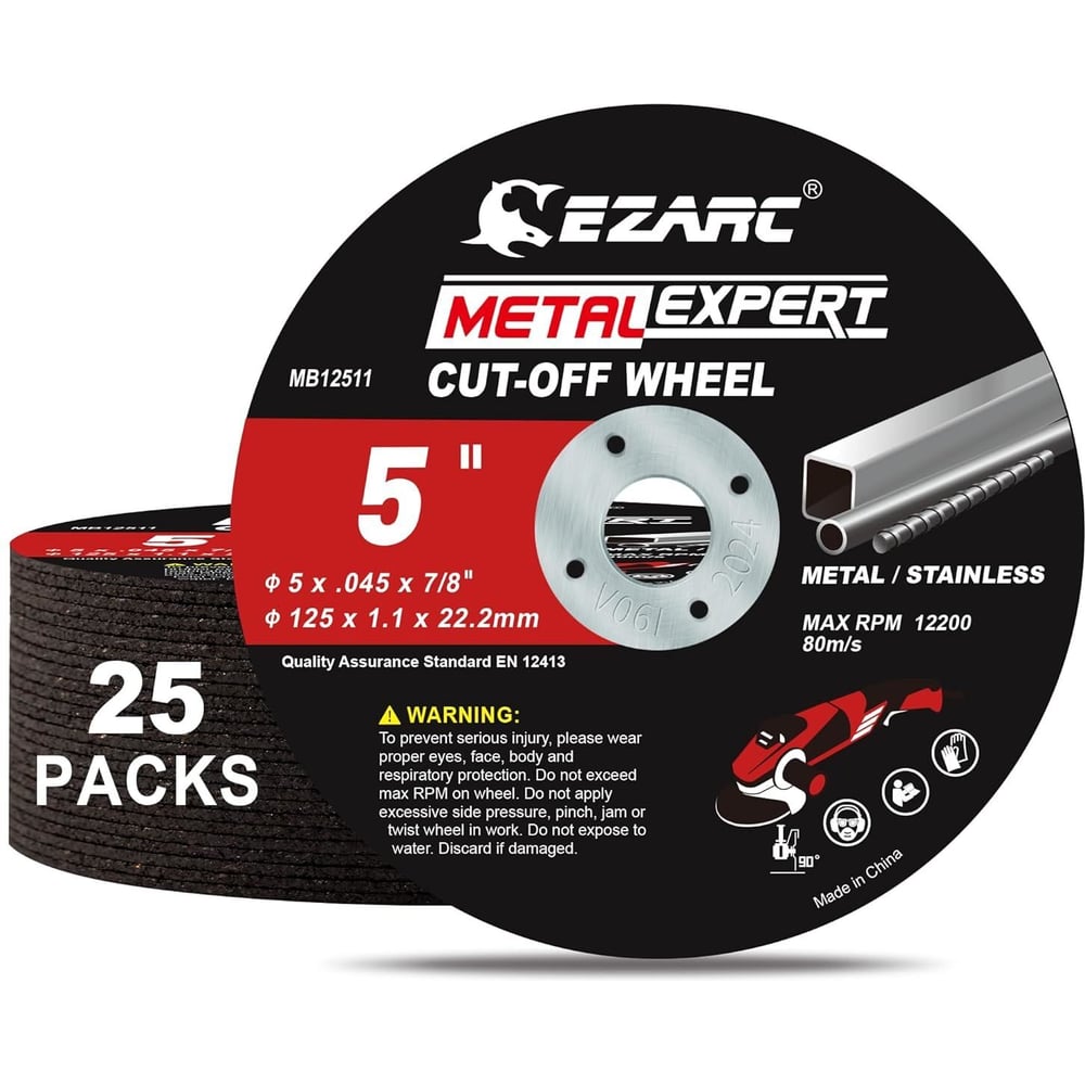 Изображение товара Отрезные круги Ezarc 25шт, 125мм, по металлу и нержавеющей стали для ушм 80925011